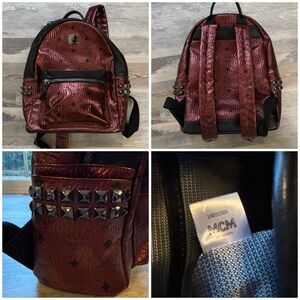 MCM backpack - metallic red - side spikes - LIKE NEW!!